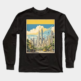 Sao Paulo Brazil Vintage Tourism Travel Poster Art Long Sleeve T-Shirt